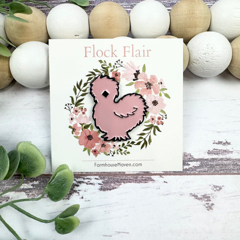 Pink Silkie Chicken Pin