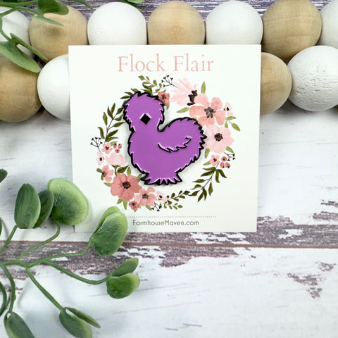 Purple Silkie Chicken Pin