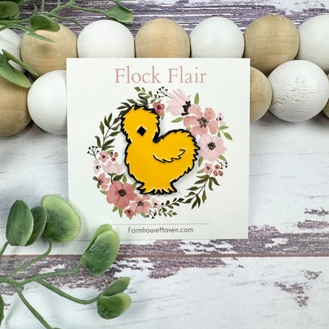 Yellow Silkie Chicken Pin